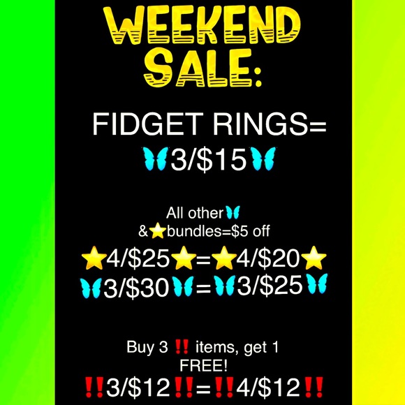 Bundle Sale + 40% off offer sale:3/$15 Fidget Rings, $5 off bundles, Buy 3 Get 1 - Picture 1 of 13